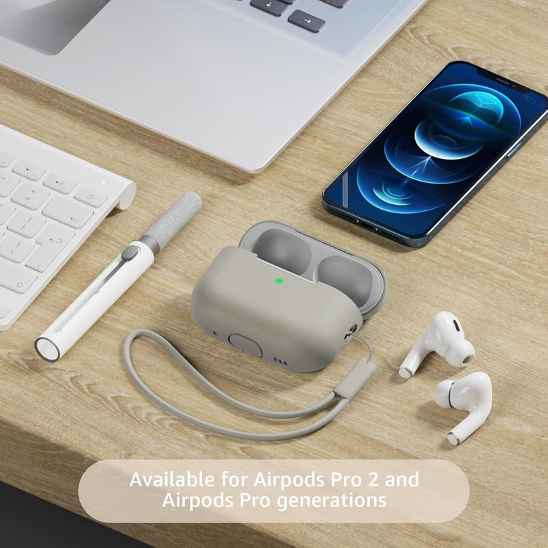Tandoler Compatible with Airpods Pro 2 Case, Soft Silicone Skin Cover Protective Cases with Cleaner kit and Lanyard Compatible for AirPod Pro 2nd Generation, Front LED Visible - Egg Lime - Image 2